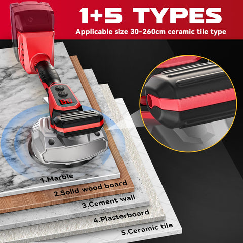 Ecarke cordless tile vibration leveling machine suction cup stabilizes placement during work.