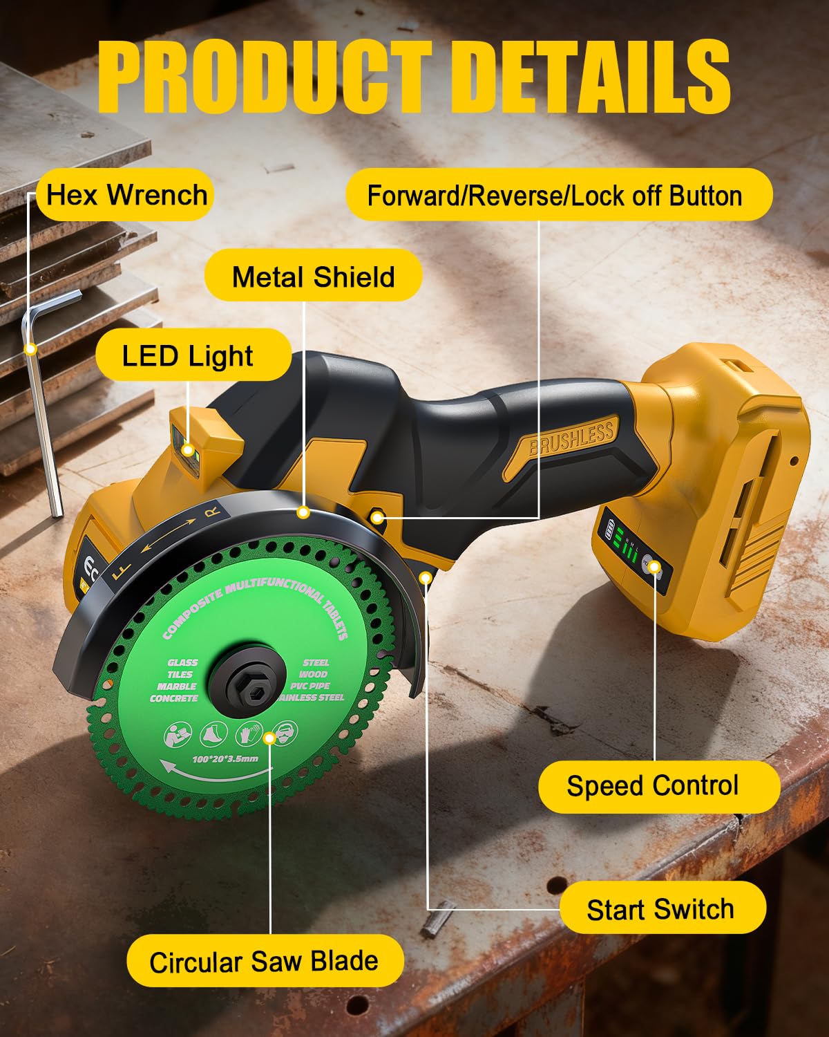 Built in safety switch on Ecarke tool helps prevent accidental activation