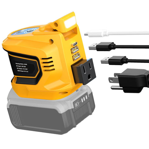 Ecarke DeWALT 20V inverter front view for on-site charging