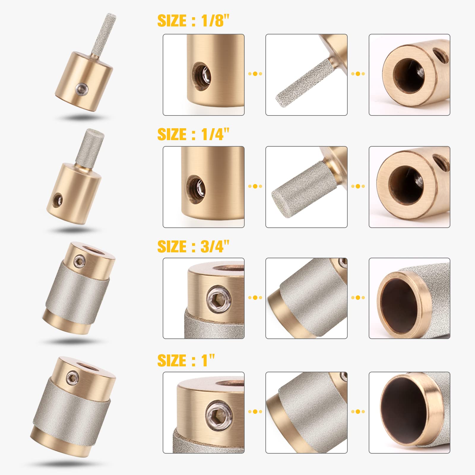 Ecarke diamond grinder bit head 1/4-inch for detailed tile work