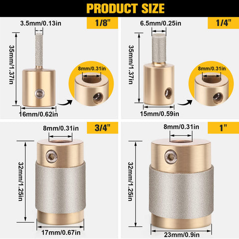 Ecarke diamond grinder bit head 3/4-inch for smooth edge grinding on stained glass