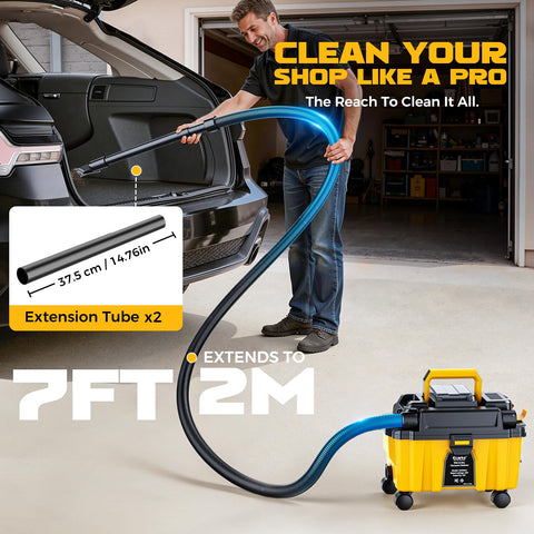Ecarke extendable 7ft hose reaches under furniture and corners.