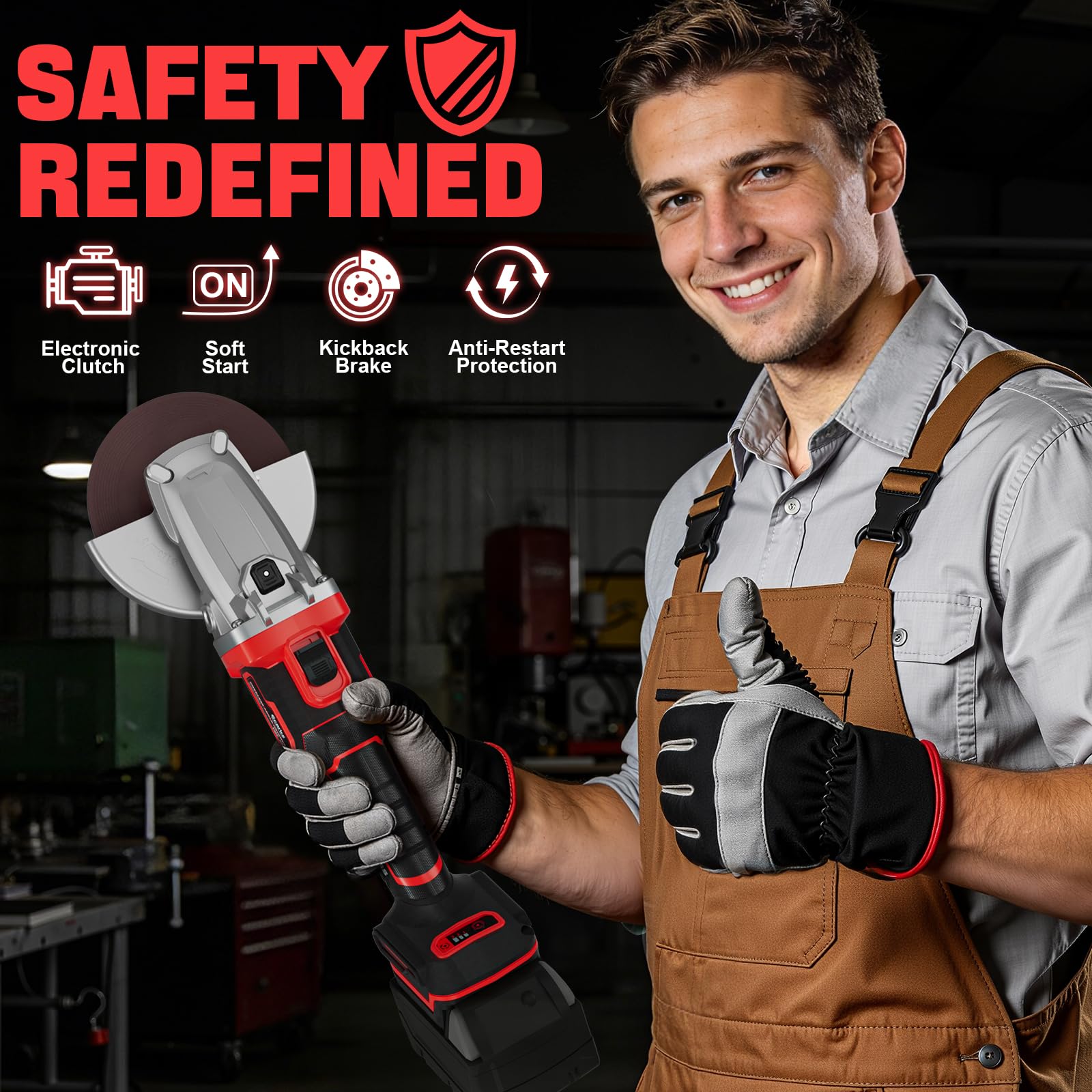 Ecarke extended flat-head neck design reaching tight spaces for precise grinding