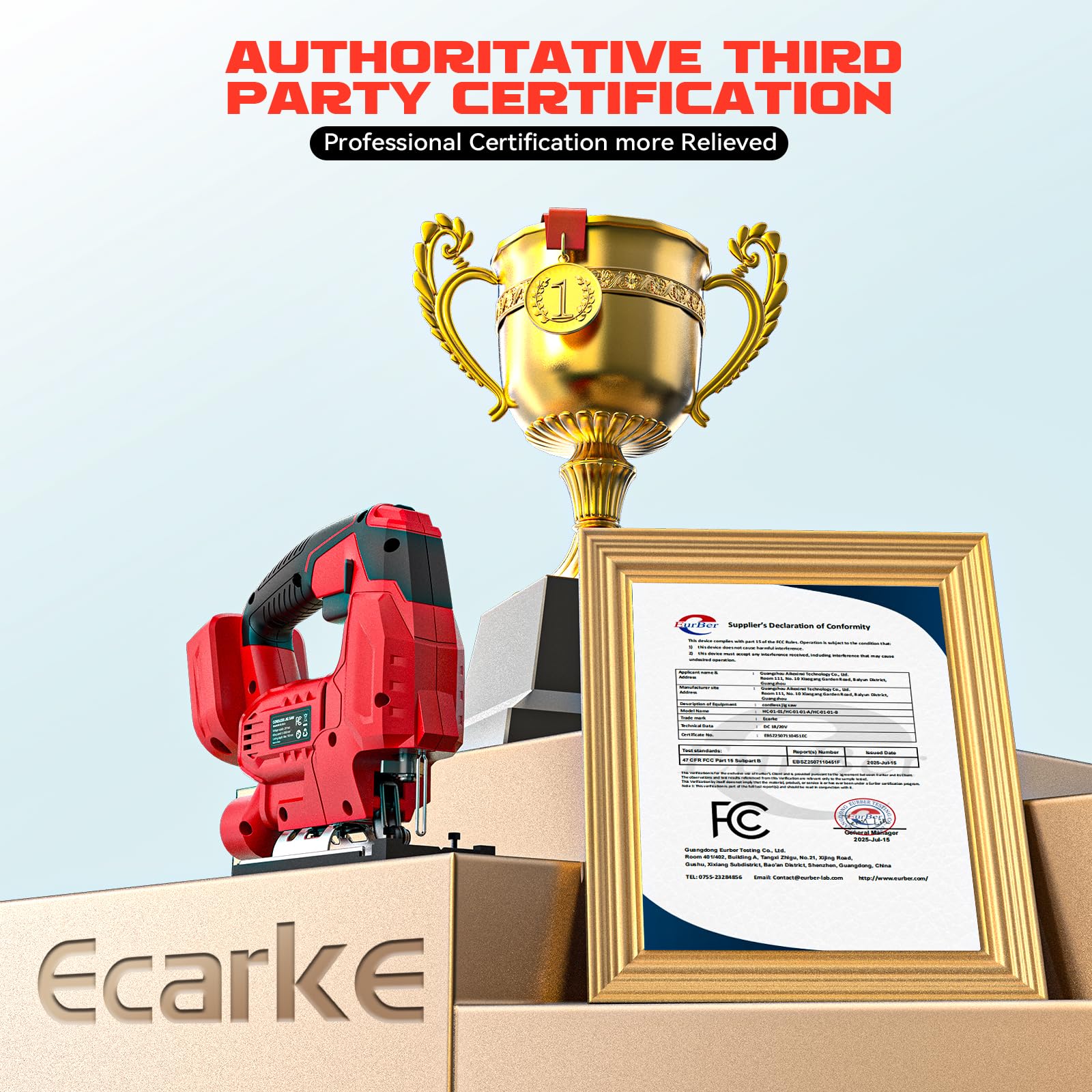 Ecarke jig saw full-metal quick blade chuck allows easy blade changes.