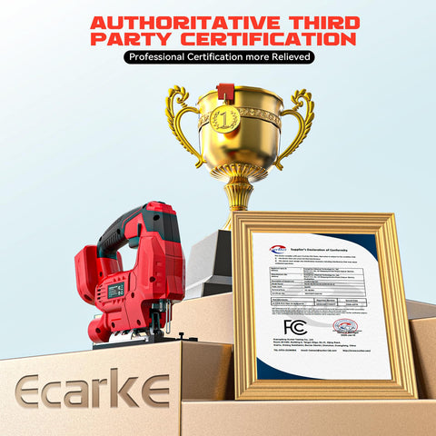 Ecarke jig saw full-metal quick blade chuck allows easy blade changes.