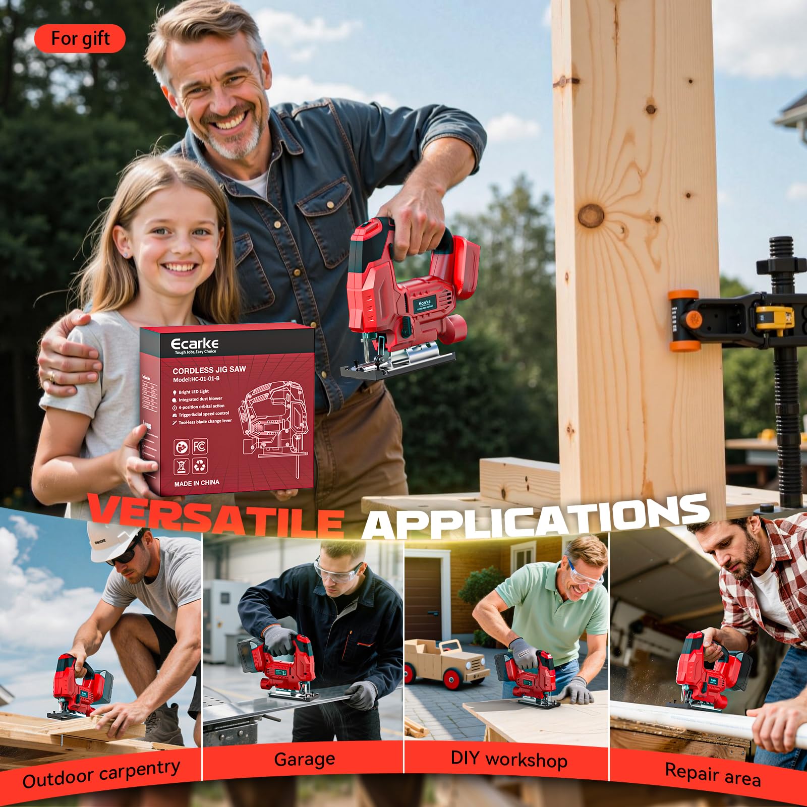Ecarke jig saw lightweight design reduces fatigue during extended projects.