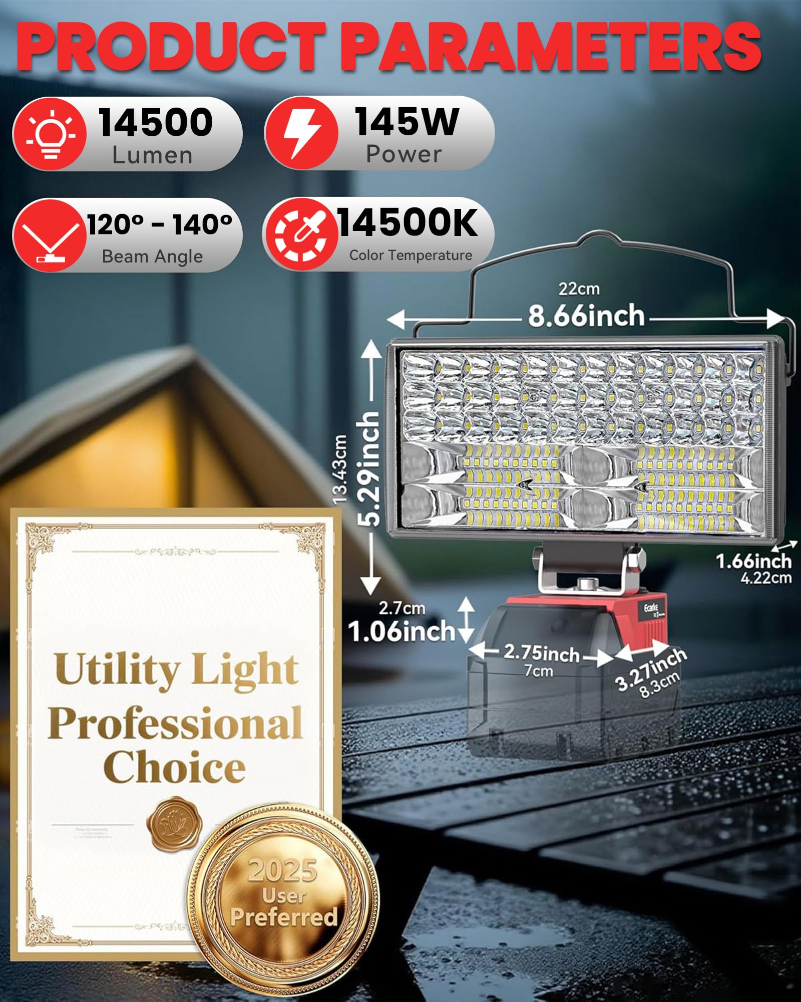 Ecarke light with dual modes and 140-degree adjustability for various tasks