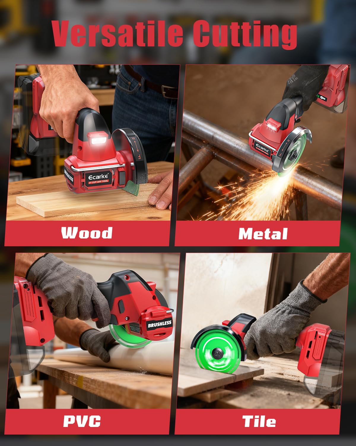 Ecarke lightweight tool ideal for overhead and handheld cuts.