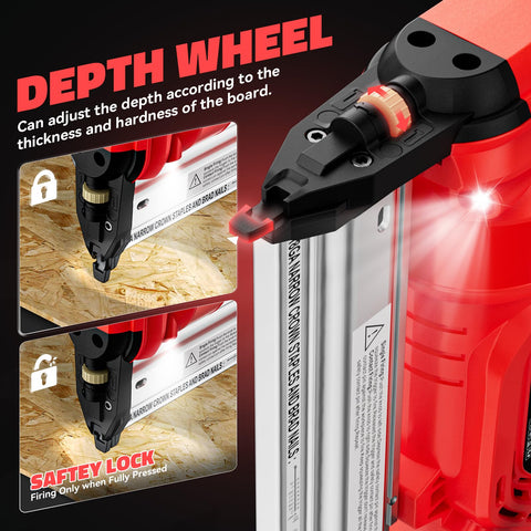 Ecarke nail gun precision depth adjustment aids controlled driving.