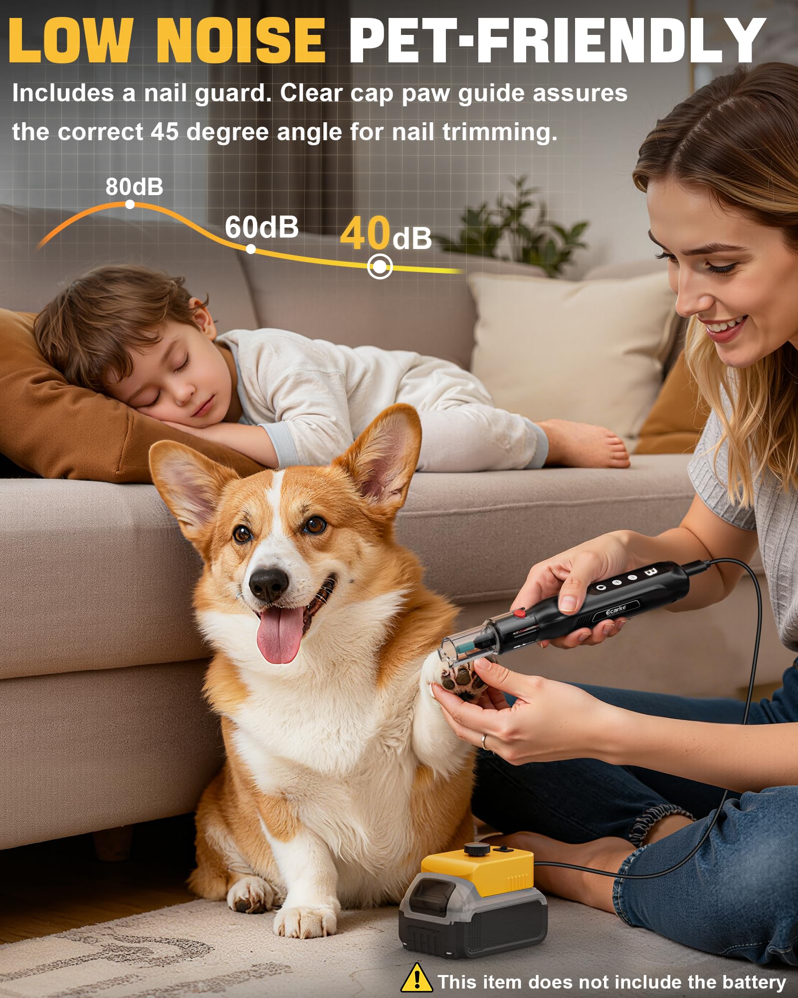 Ecarke low-noise operation minimizes stress for pets and neighbors