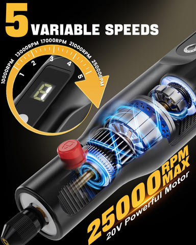 Ecarke rotary tool with 5-speed control for versatile materials