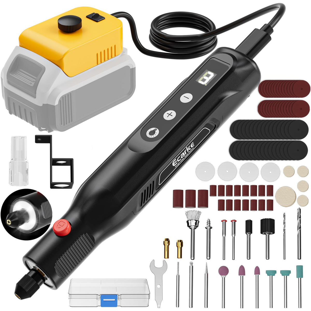 Ecarke Rotary Tool Kit with LED light for precise detail work