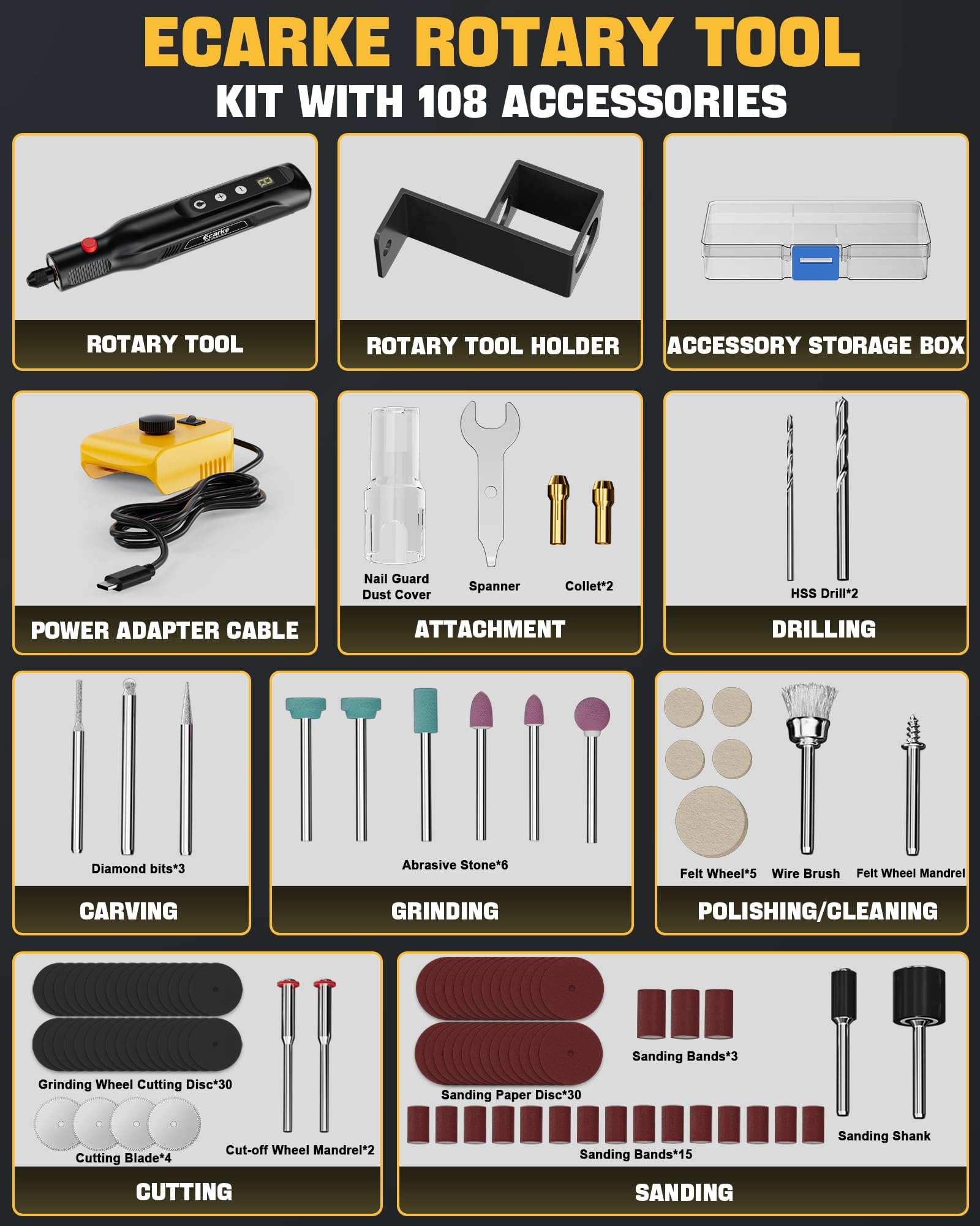 Ecarke multi-task tool supports carving, sanding, engraving and polishing