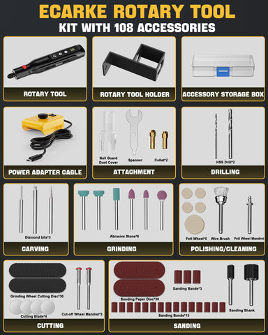 Ecarke multi-task tool supports carving, sanding, engraving and polishing