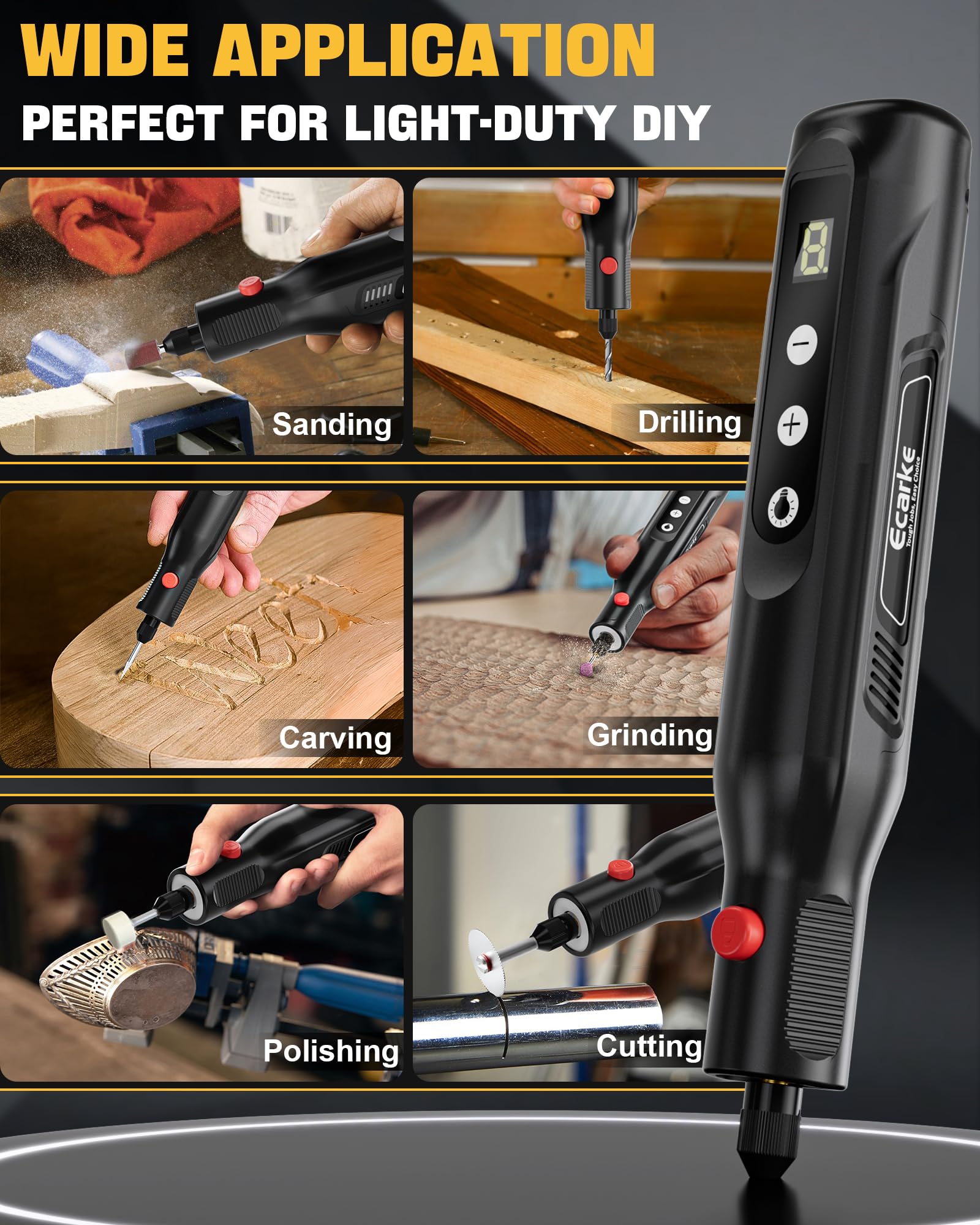 Ecarke ergonomic, lightweight design reduces hand fatigue during use