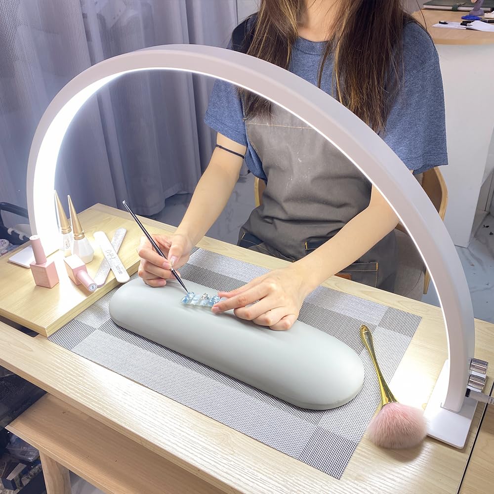 eccuslon half moon nail light desk front view showing even illumination for manicures