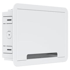 ECHOGEAR 9in-wall media box front view keeps devices neatly tucked away.