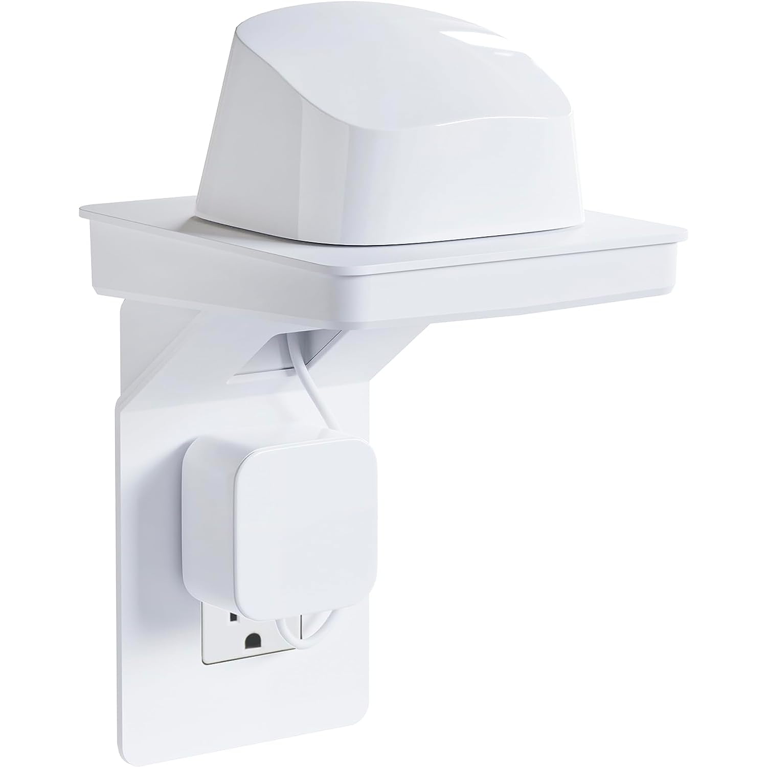 ECHOGEAR outlet shelf mounted on Decora/GFCI outlet for extra space