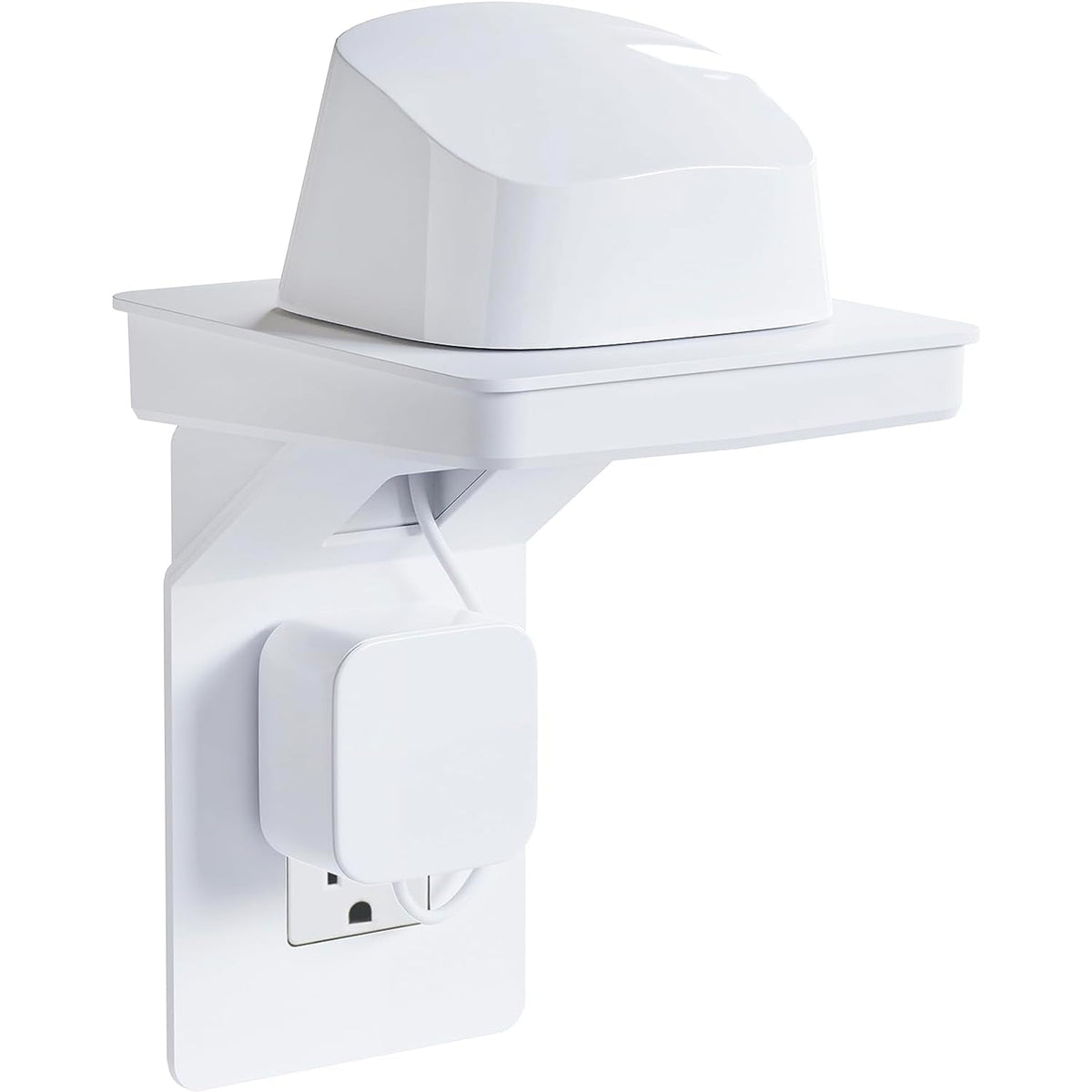 ECHOGEAR outlet shelf mounted on Decora/GFCI outlet for extra space