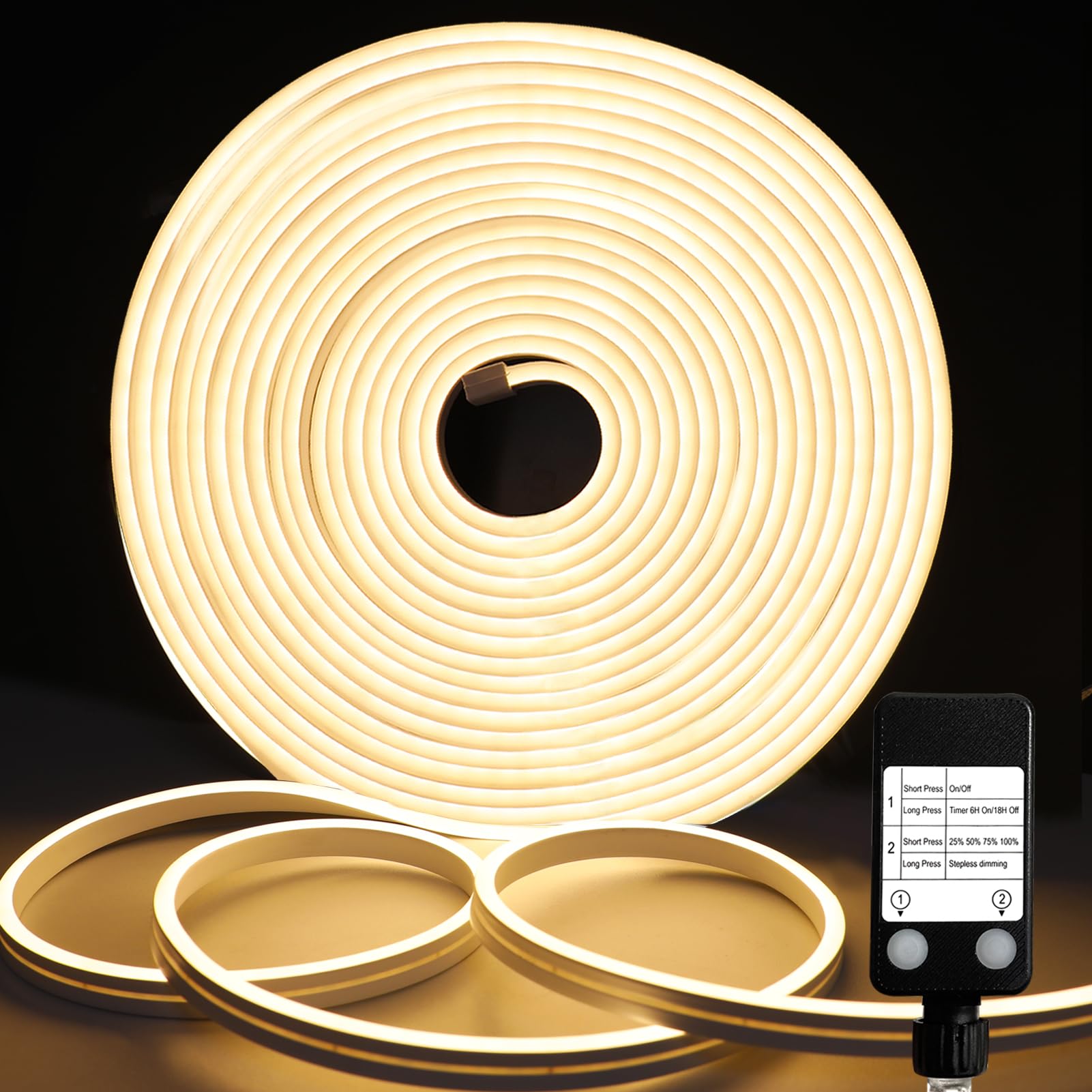 echosari 33ft neon rope light for outdoor patio lighting with bright, even glow