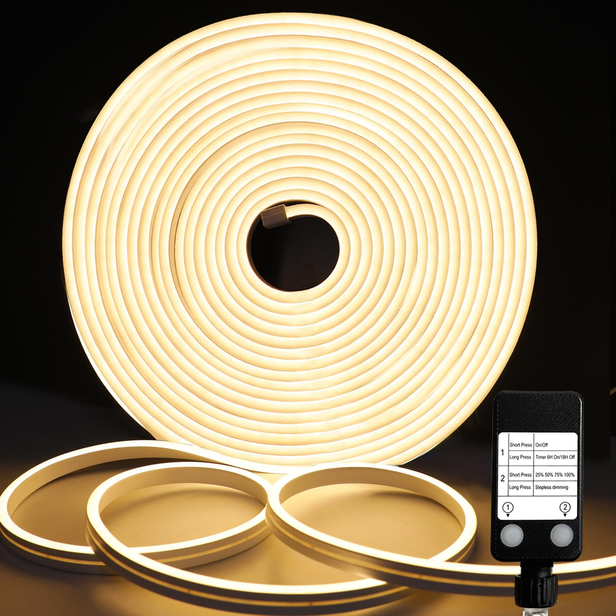 echosari 33ft neon rope light for outdoor patio lighting with bright, even glow