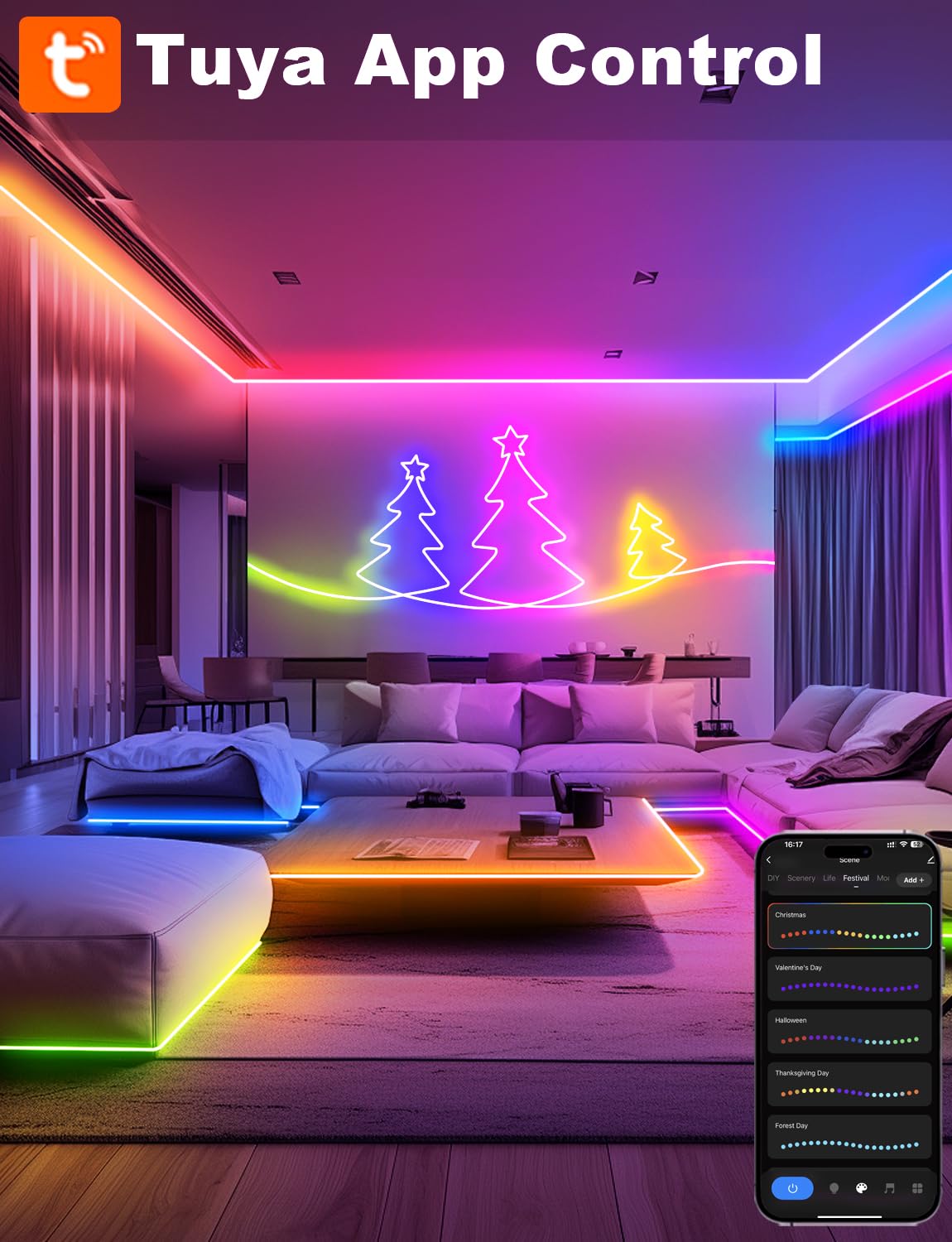 echosari lights compatible with Alexa and Google Assistant for hands-free control