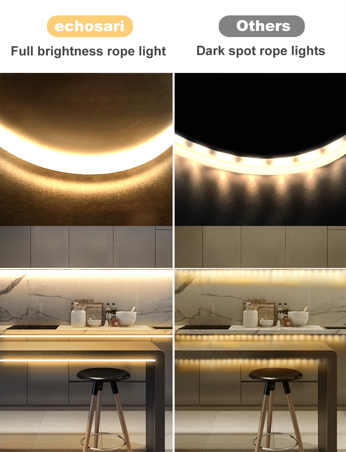 echosari quick-cut neon rope light fits customized installations