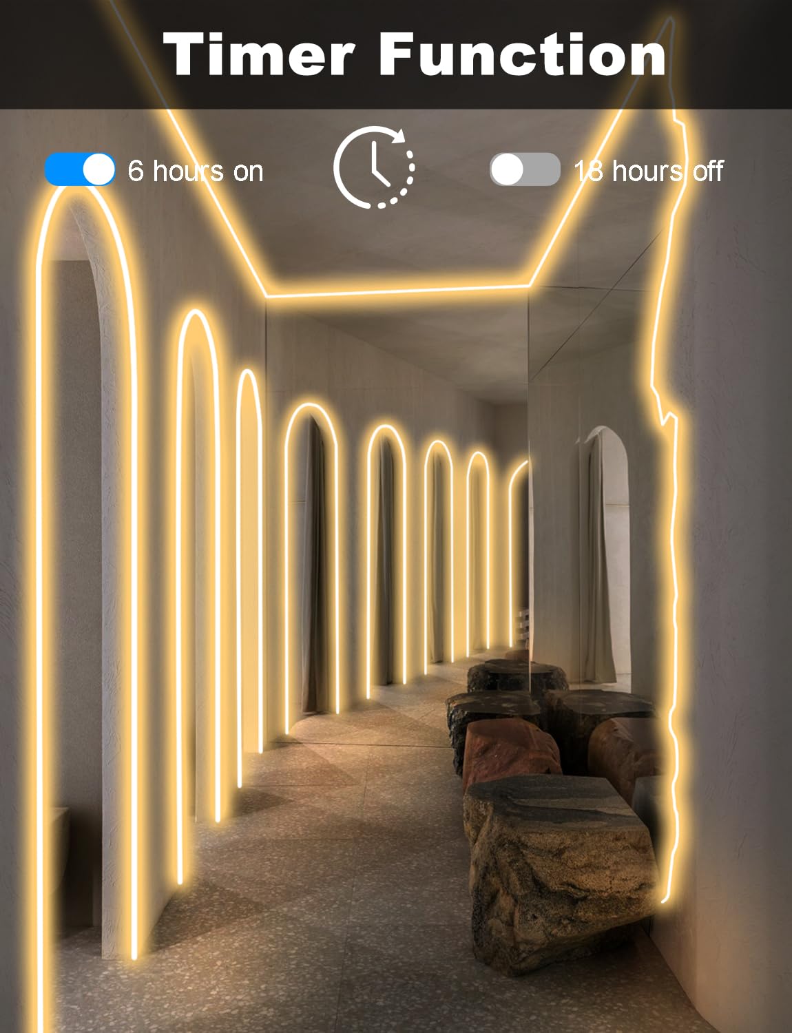 echosari dimmable neon rope light easily bends to fit curves and corners