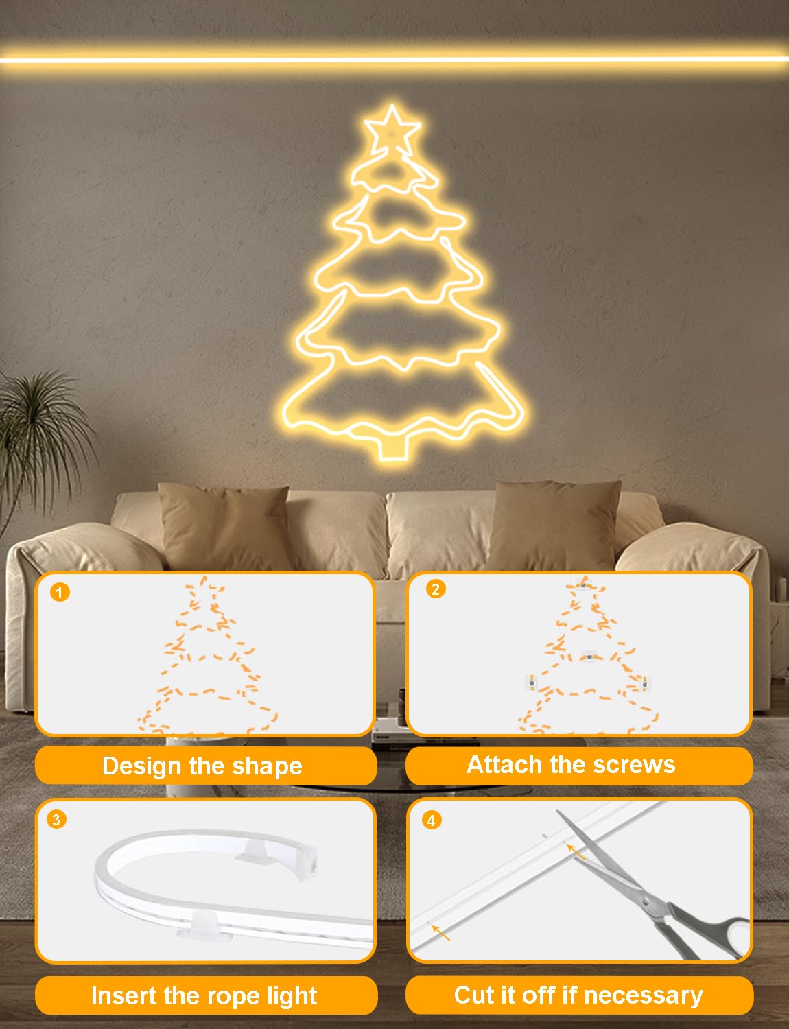 echosari warm white neon rope light ideal for bedroom decor and ambience