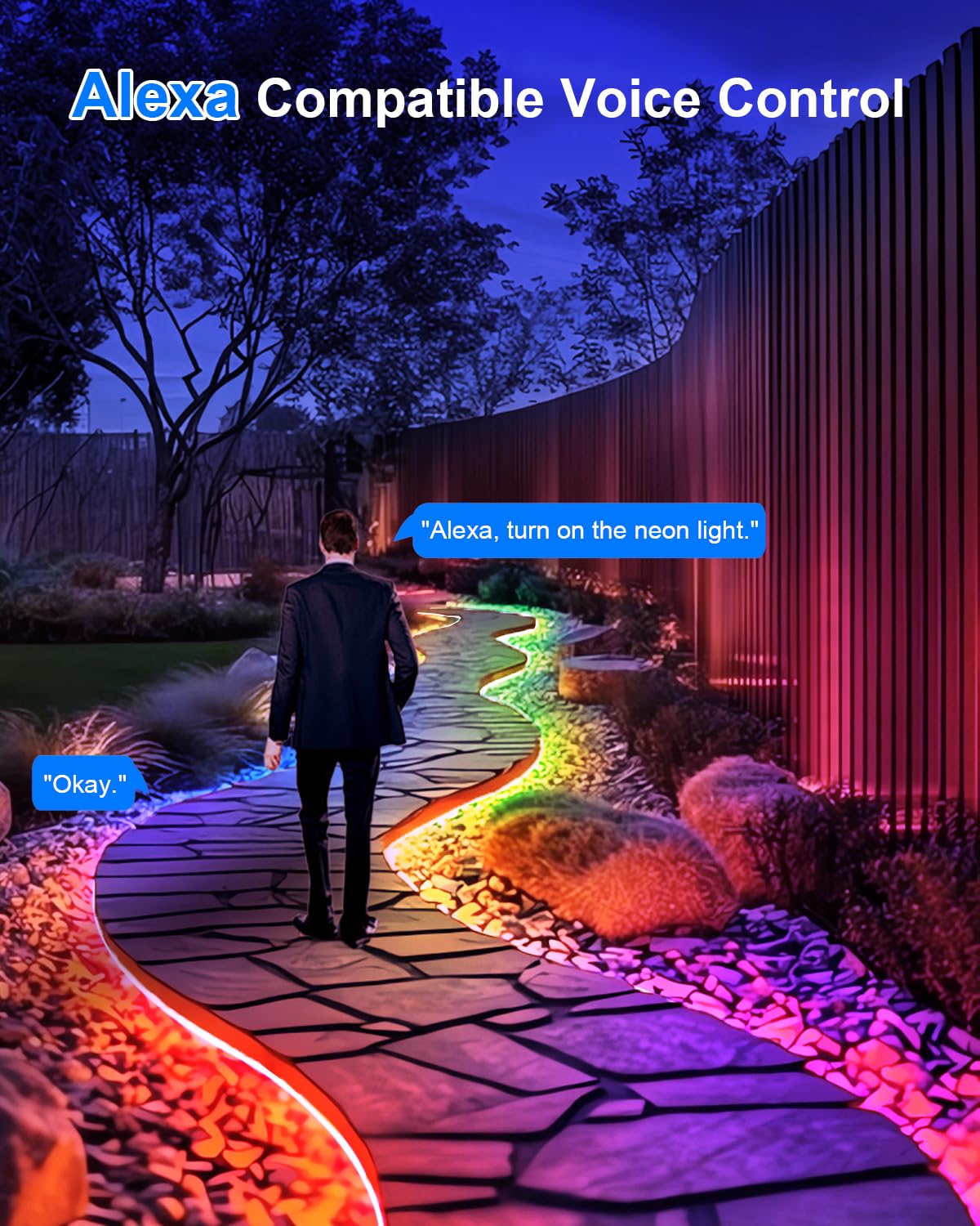 echosari neon rope lights in living room delivering cozy ambient glow