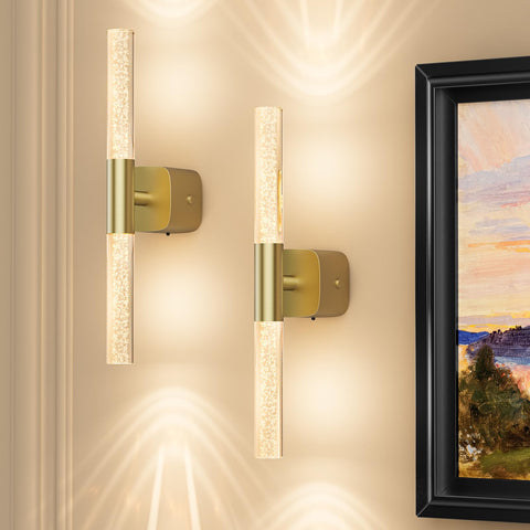 Eclipterra battery wall sconce with crystal frame adds elegant glow to bedroom