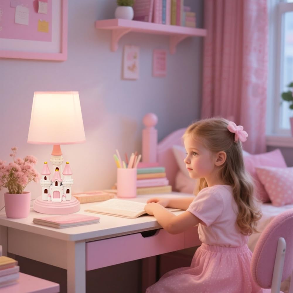 Ecliptix Bedside Lamp featuring princess-tower visuals for a comforting night glow.