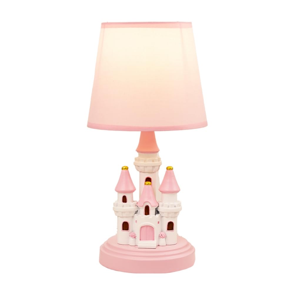 Ecliptix Kids Table Lamp with castle-pink design, ideal for cozy bedtime reading.