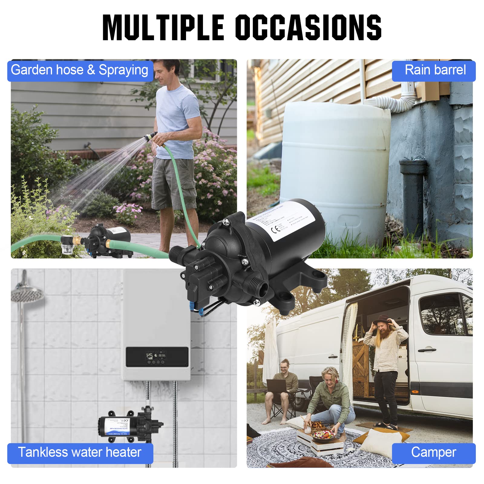 ECO-WORTHY 33-Series pump on boat shows reliable fresh-water flow.