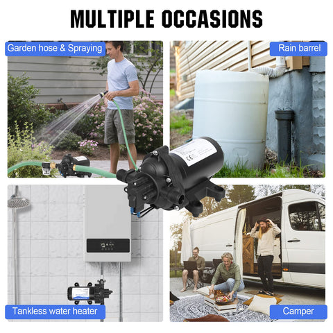 ECO-WORTHY 33-Series pump on boat shows reliable fresh-water flow.