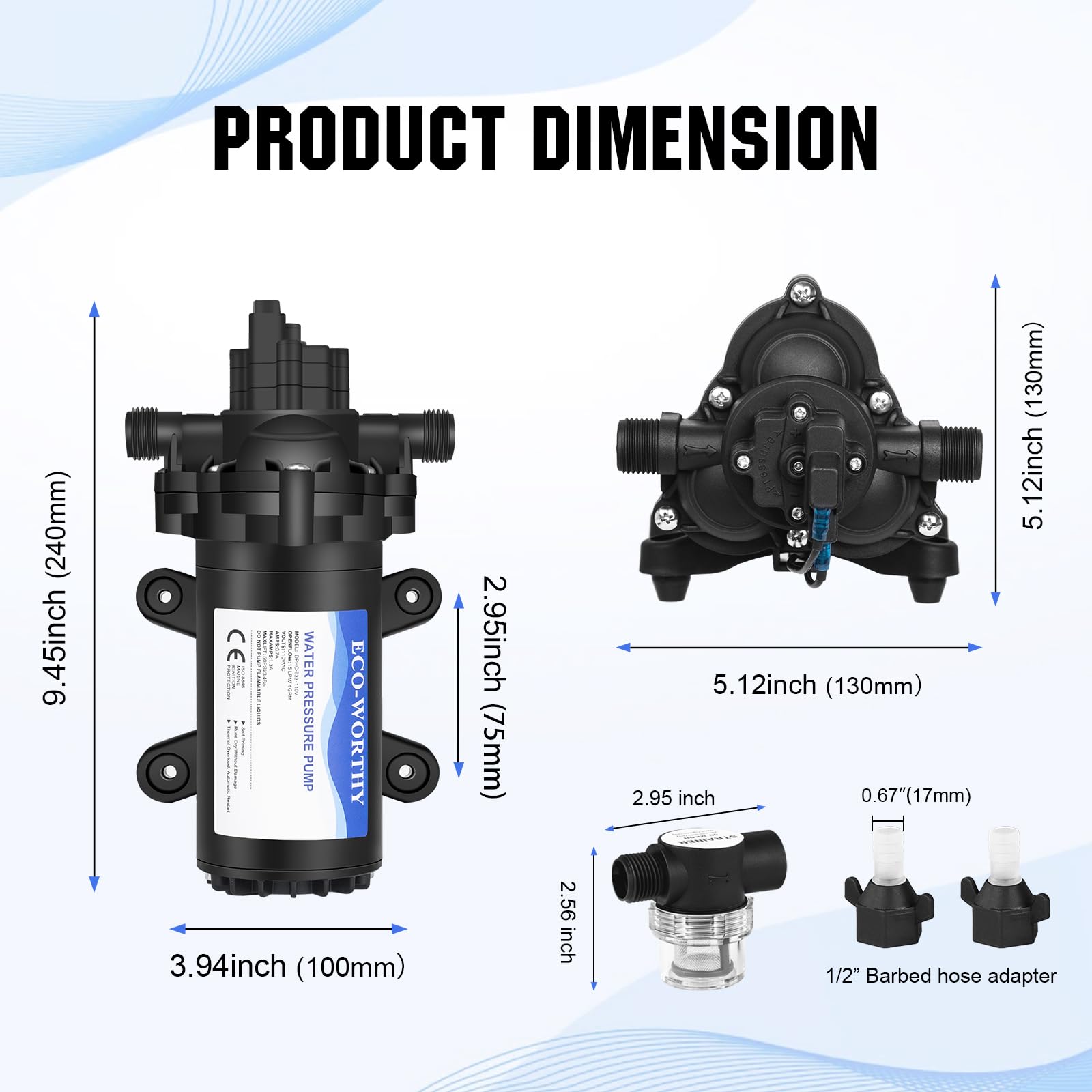 ECO-WORTHY 33-Series pump diaphragm mechanism detail for durability.