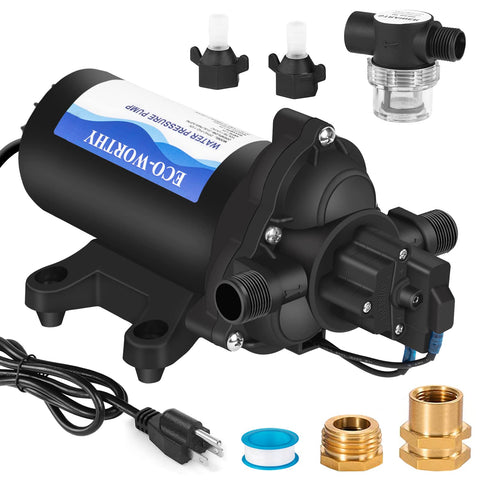 ECO-WORTHY 33-Series pump side view for reliable water pressure on the go.