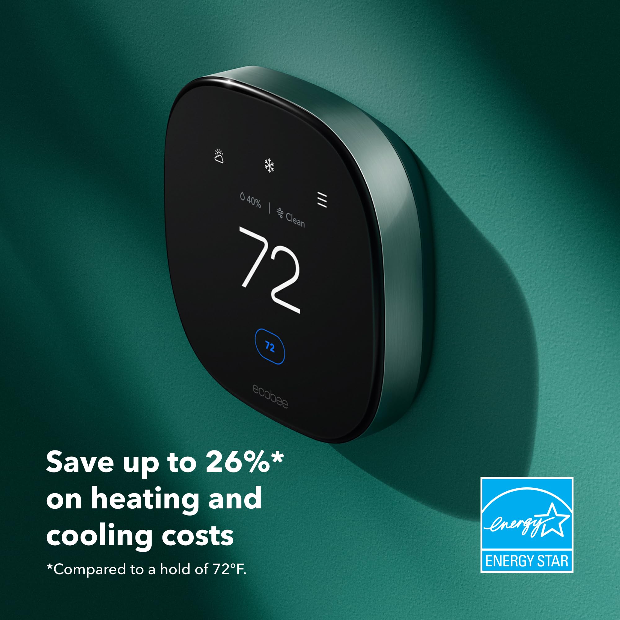 ecobee Smart Sensor in room detects occupancy to reduce hot and cold spots.