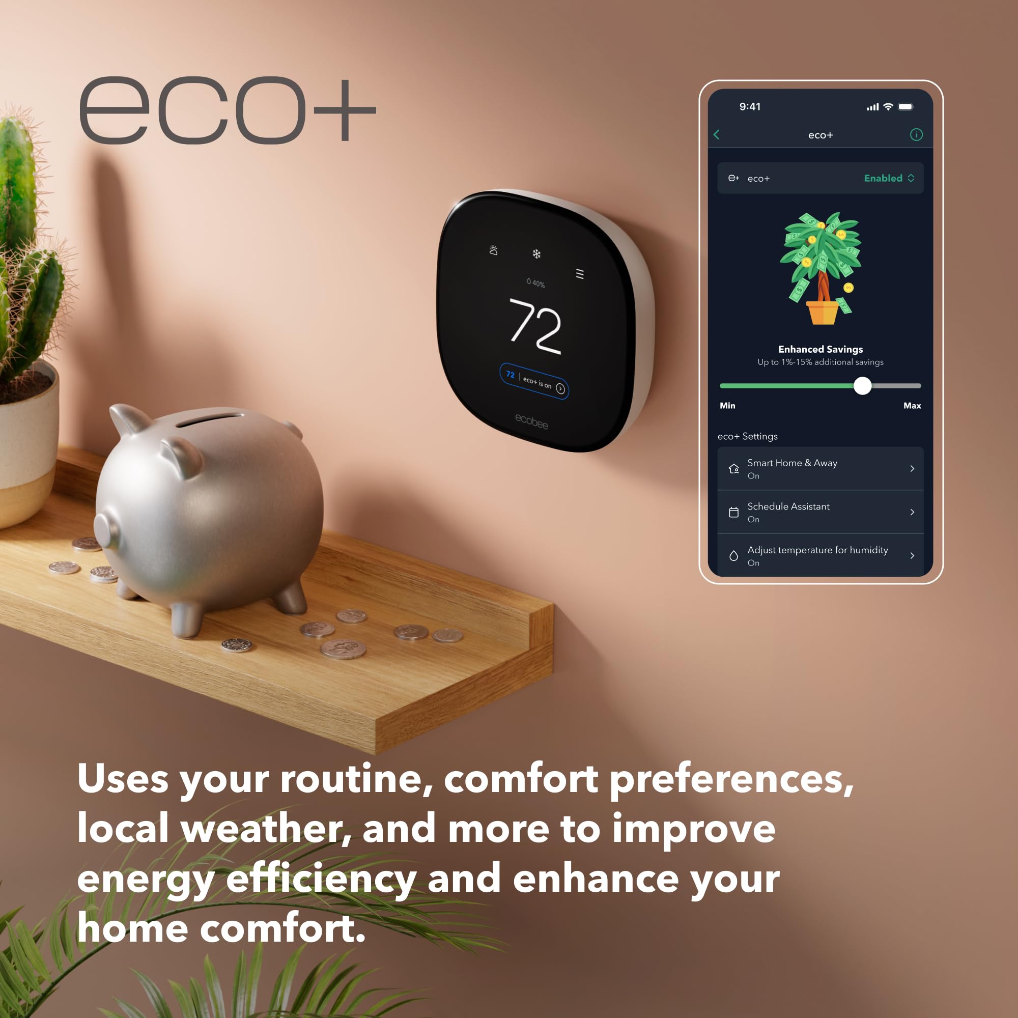 ecobee Smart Thermostat Enhanced app and Apple Watch remote control