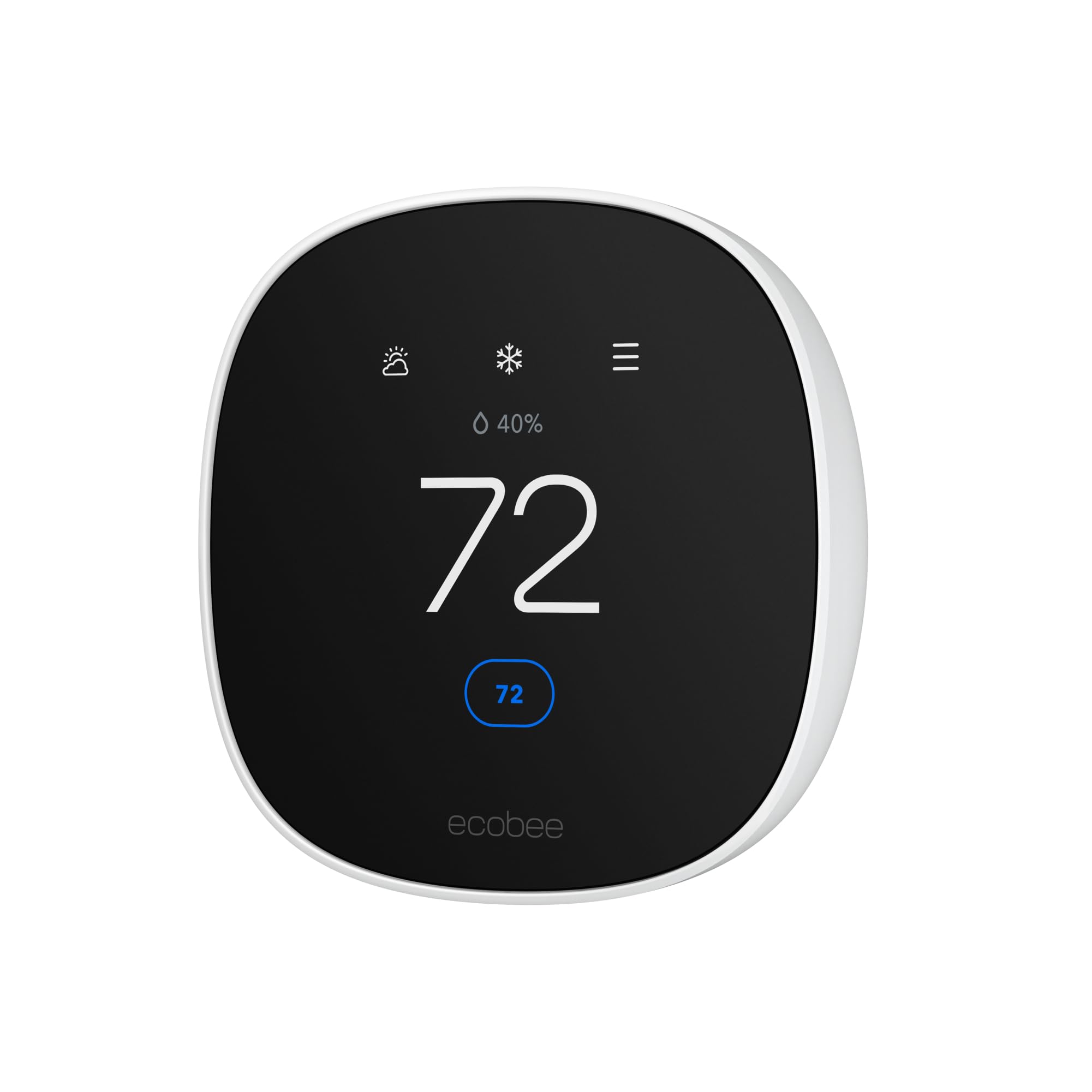 ecobee smart thermostat essential front view with color touchscreen for easy scheduling