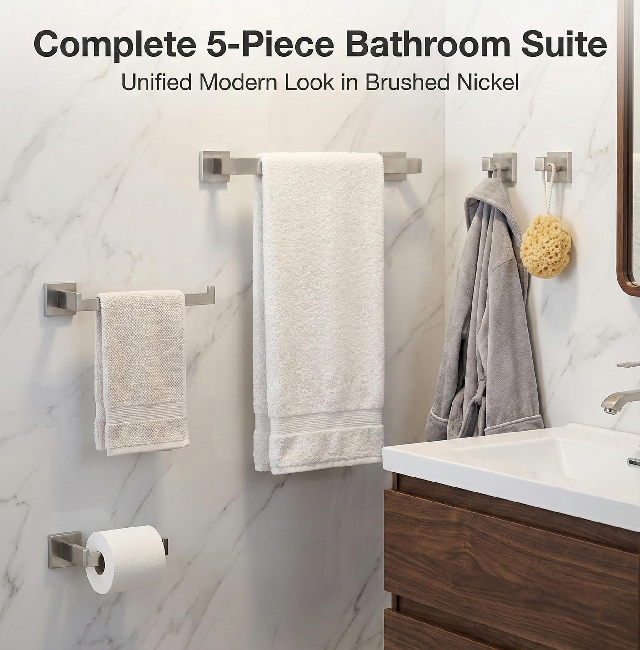 EcoClasp brushed nickel toilet paper holder with sturdy grip