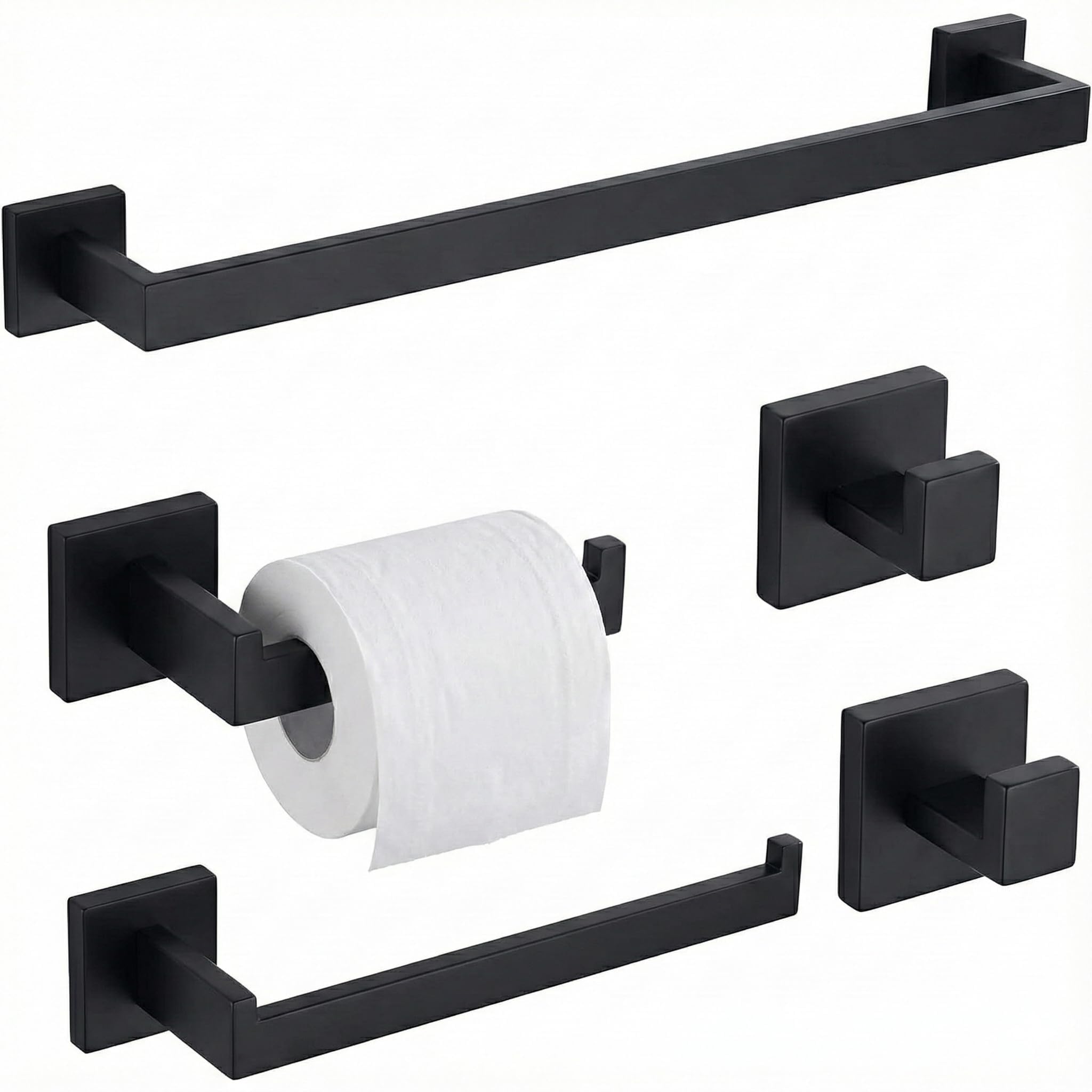 ECOClasp matte black 16-inch towel bar for hanging full-size towels.