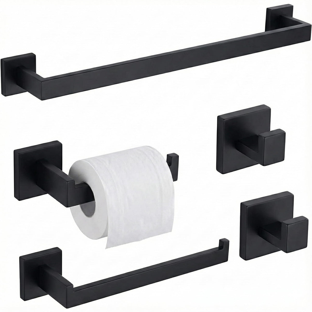 ECOClasp matte black 16-inch towel bar for hanging full-size towels.