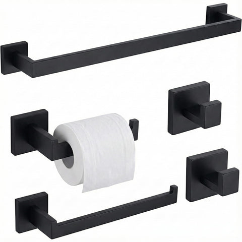 ECOClasp matte black 16-inch towel bar for hanging full-size towels.