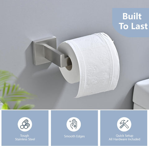 ECOClasp wall-mount-brackets in brushed nickel provide sturdy robe support.