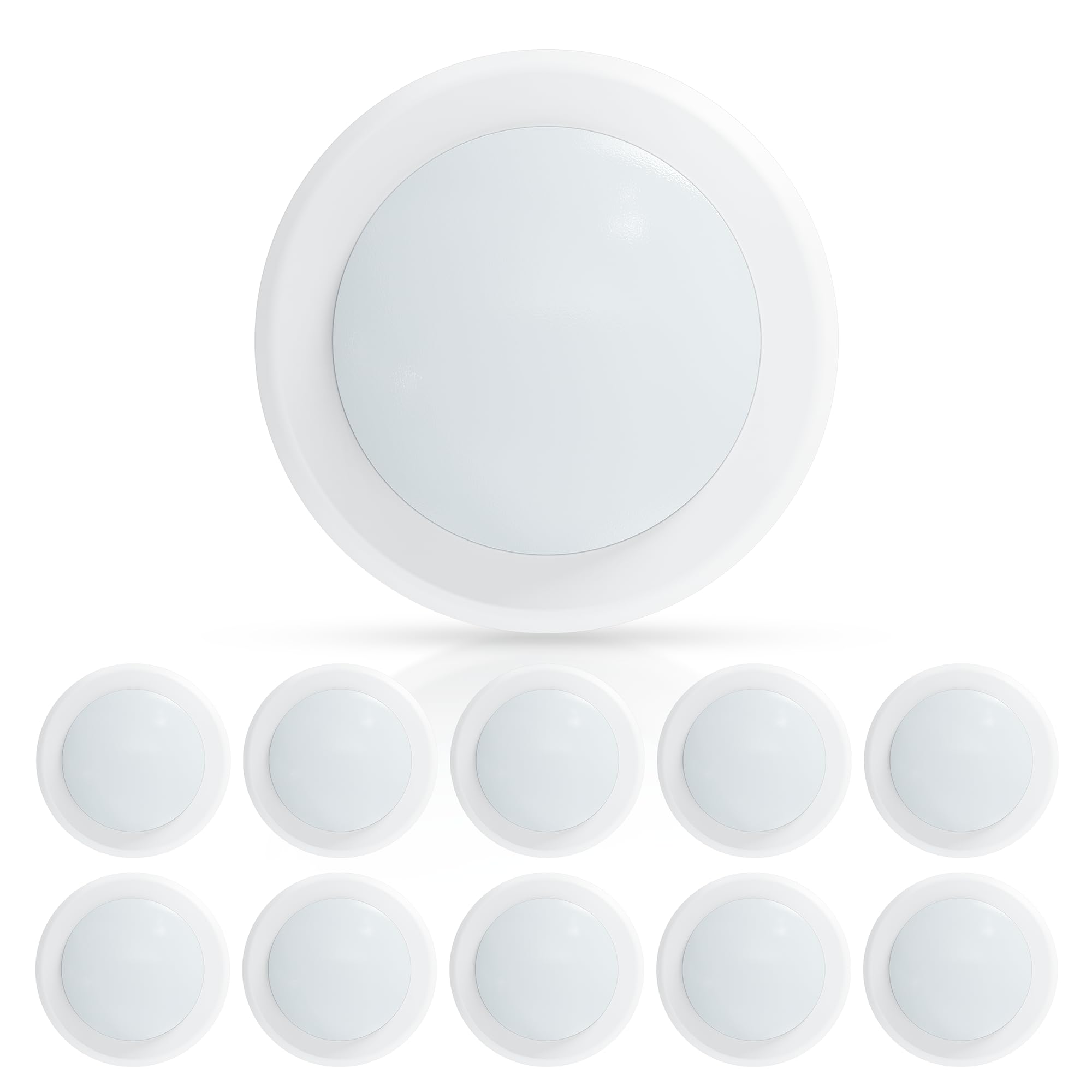 ECOELER 6-inch LED disk light close-up showing energy efficient, flicker-free illumination