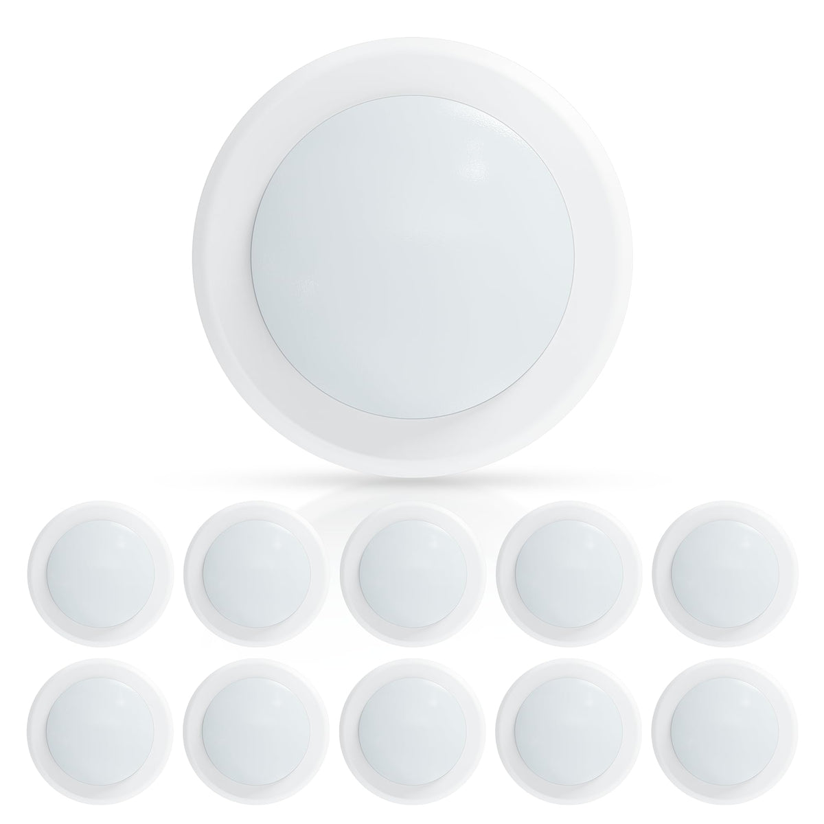 ECOELER 6-inch LED disk light close-up showing energy efficient, flicker-free illumination