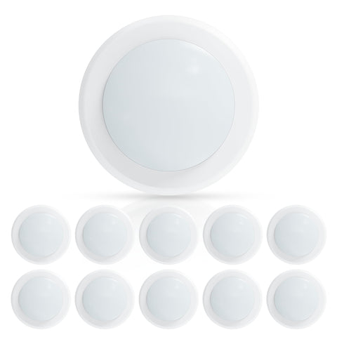 ECOELER 6-inch LED disk light close-up showing energy efficient, flicker-free illumination