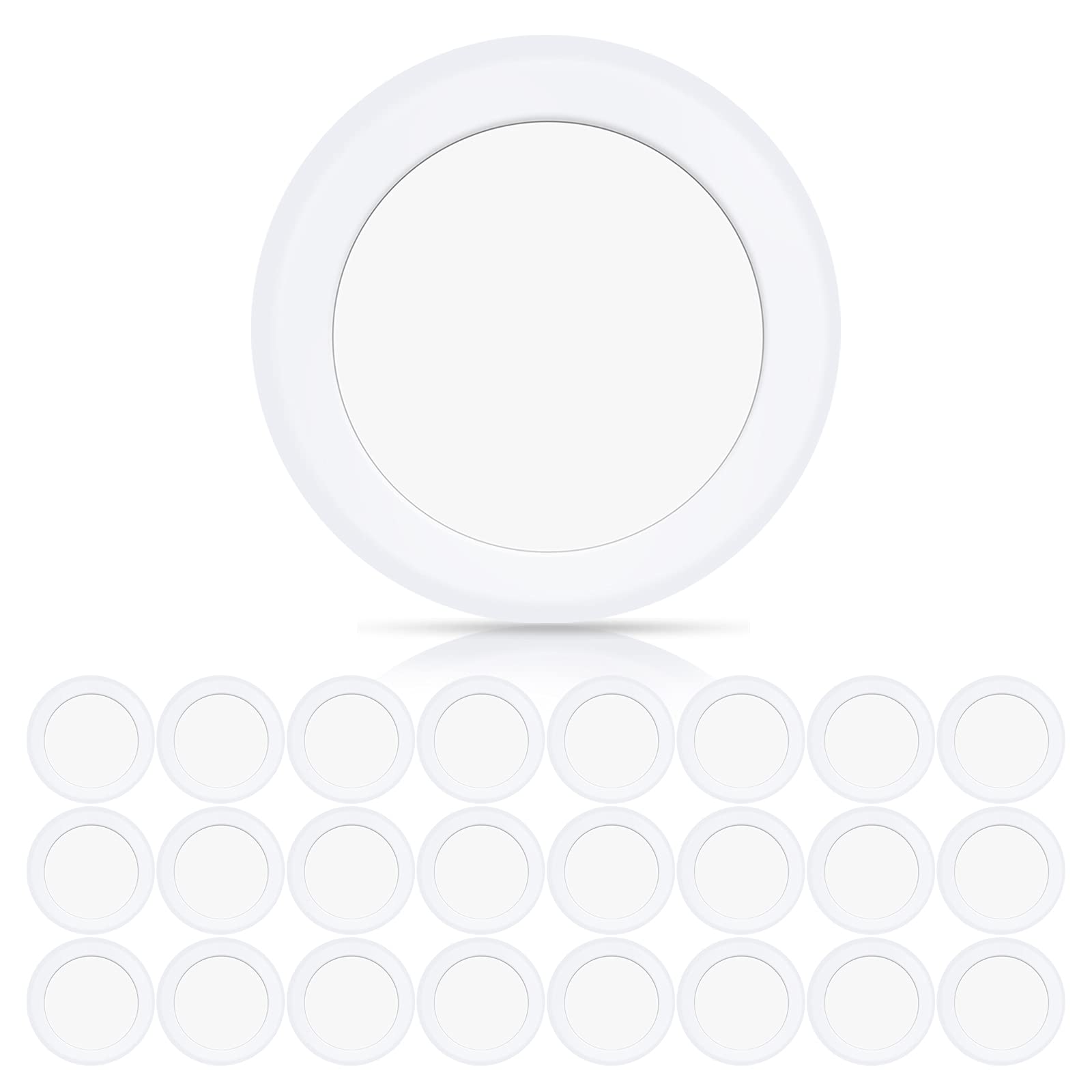 ECOELER 6-inch dimmable LED flush mount disc light close-up showing bright output