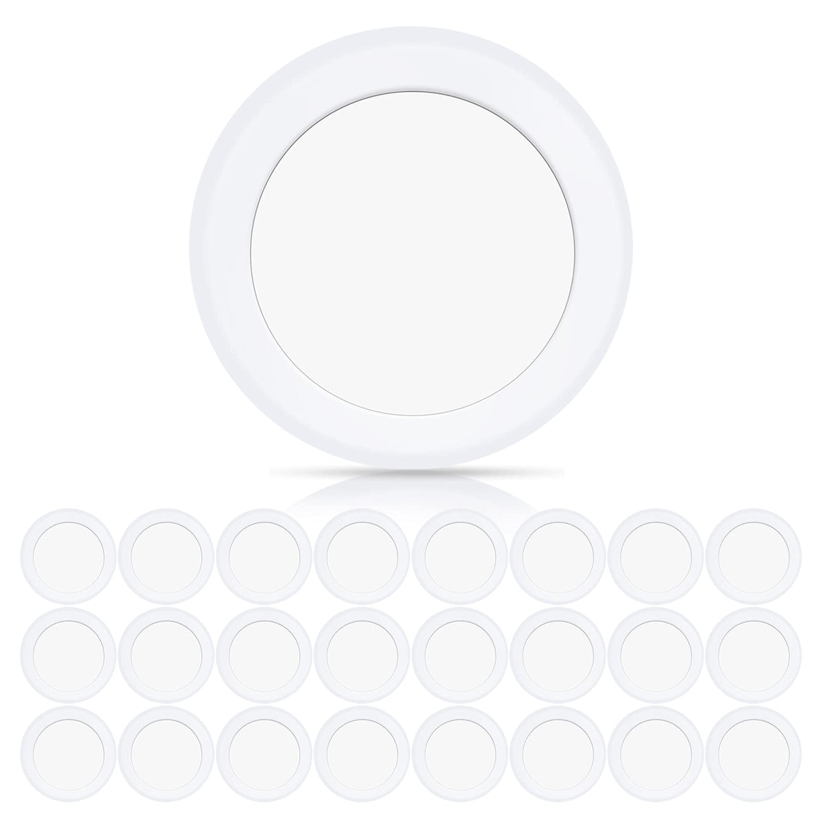 ECOELER 6-inch dimmable LED flush mount disc light close-up showing bright output